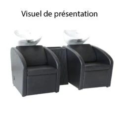 Bac à Shampooing Accoudoir Concave Noir 65x74x71cm -Bleu Libellule Boutique bac a shampooings avec accoudoirs arrondis noir 65x74x71cm 2