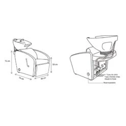 Bac De Lavage Accoudoirs Concaves Avec Repose Jambes Ajustable 53x65x74 Cm