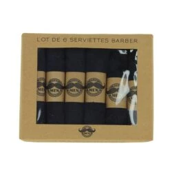 Lot De 6 Serviettes En Coton Barber Noire -Bleu Libellule Boutique lot de 6 serviettes en coton barber noire 2