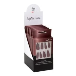 Présentoir De 6 Sets 24 Faux Ongles Idyllic Nails Red Wine