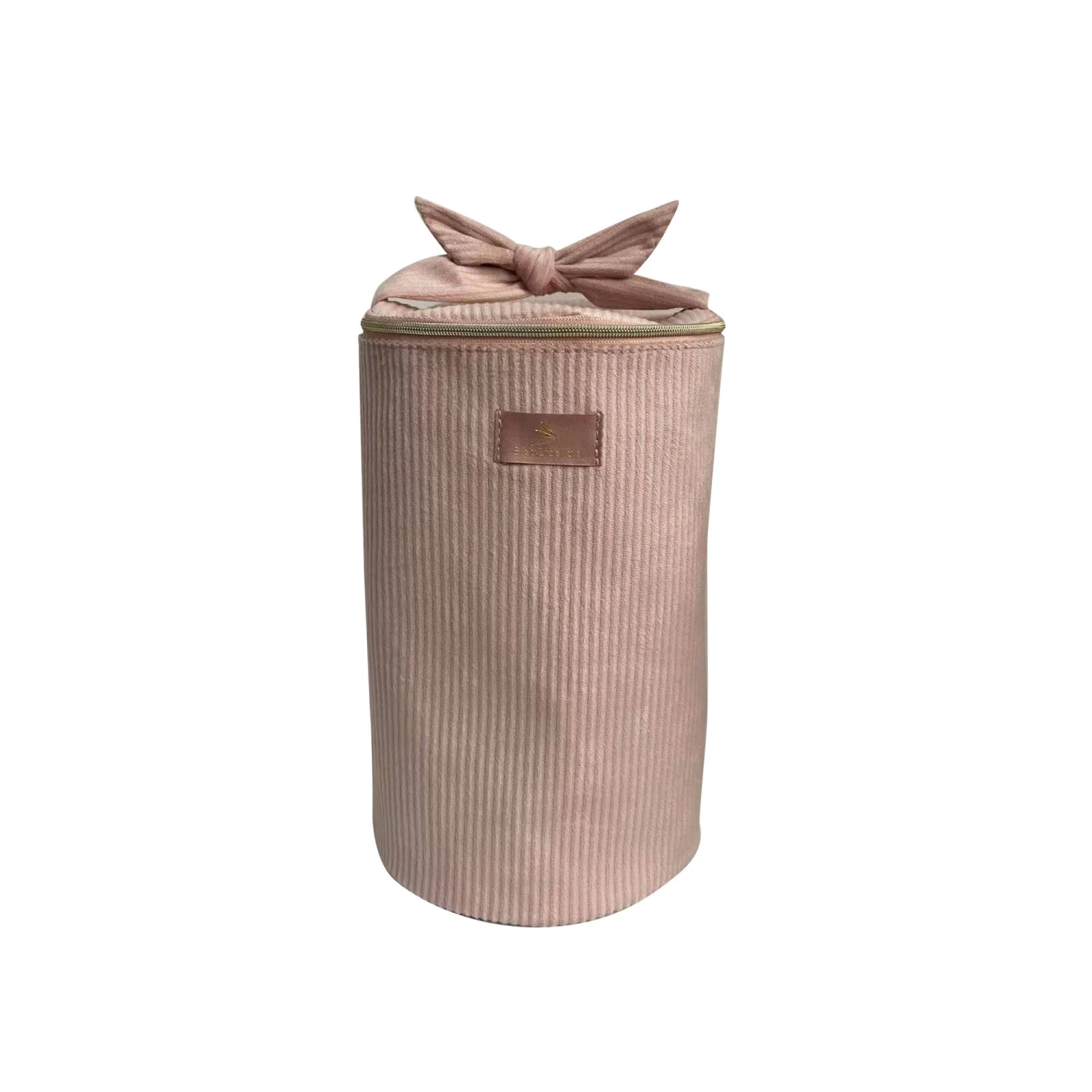 Trousse Ronde En Velours Côtelé Rose 5 Trousse Ronde En Velours Côtelé Rose – Image 3