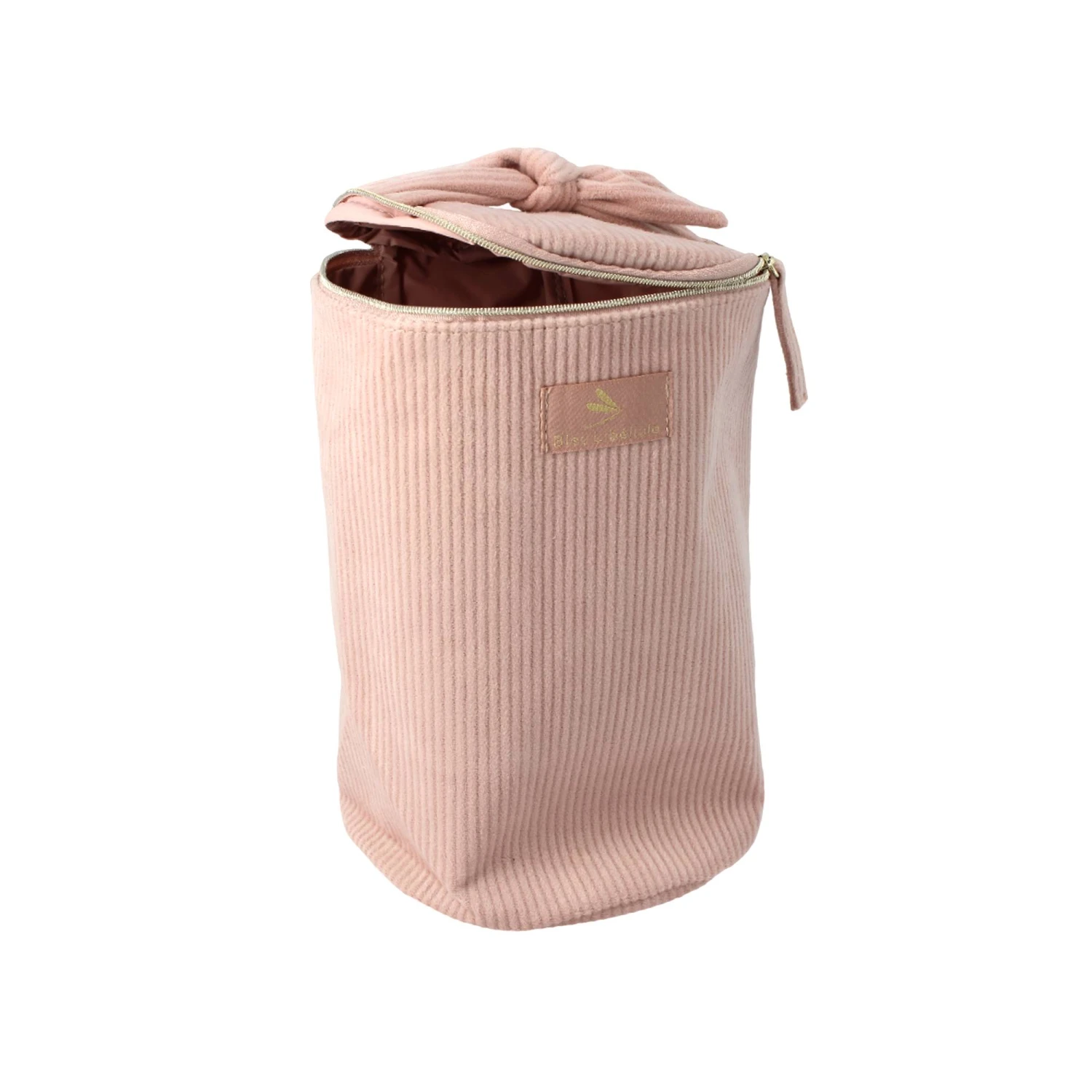 Trousse Ronde En Velours Côtelé Rose 6 Trousse Ronde En Velours Côtelé Rose – Image 4