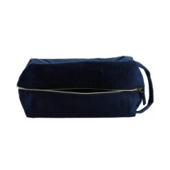 Trousse Velours Côtelé Rectangulaire Avec Poignée Bleue -Bleu Libellule Boutique trousse velours cotele rectangulaire avec poignee bleue 2